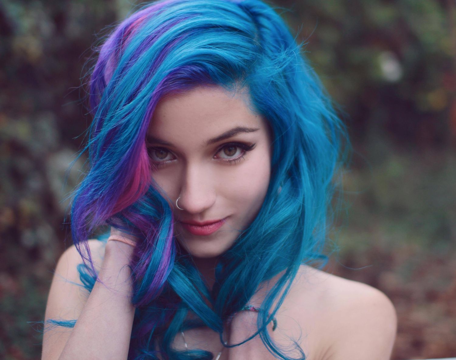 Attractive Women with Blue Hair