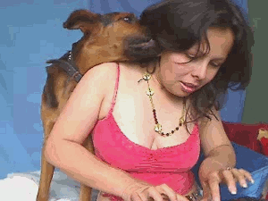 Women knotted by a dog 