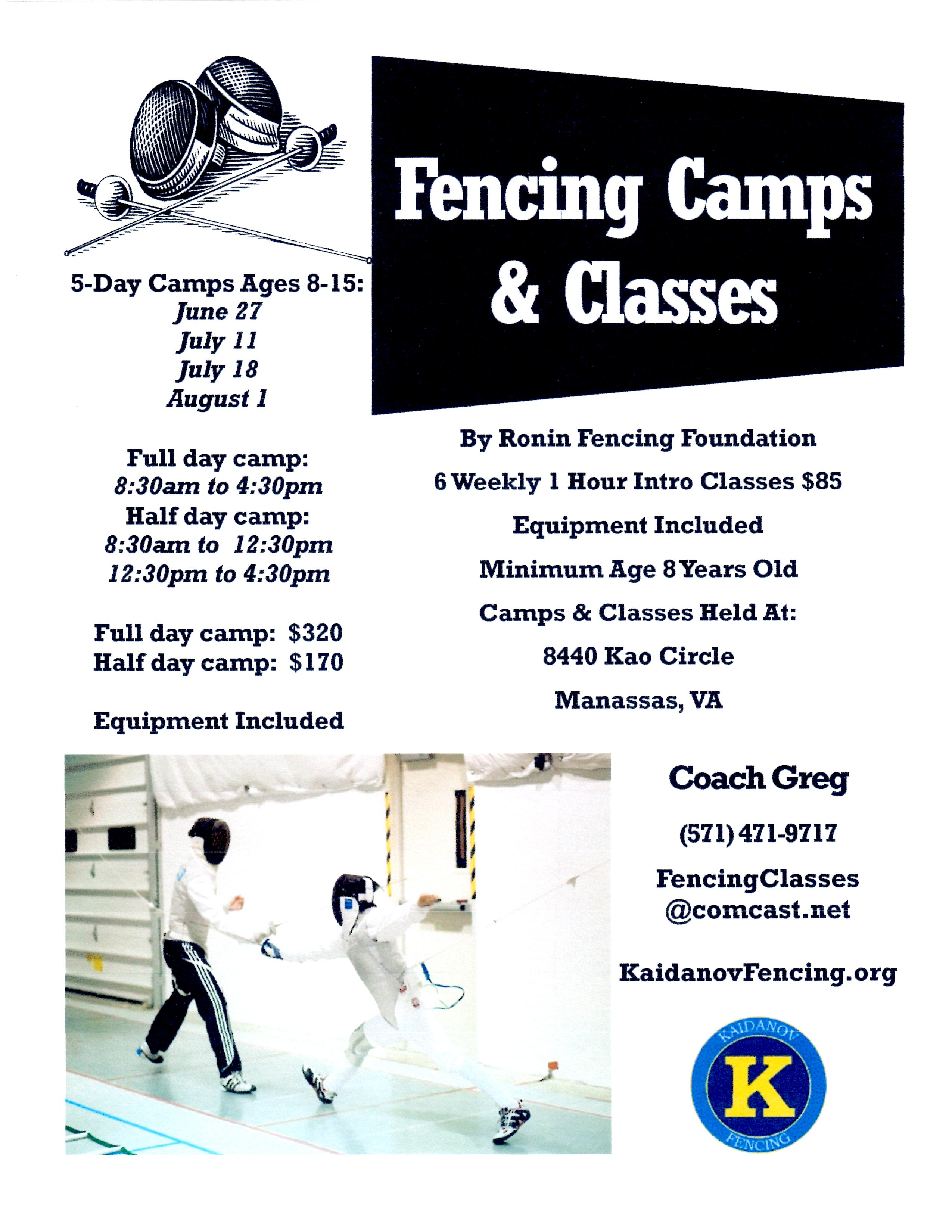 Fencing Summer Camps and Classes